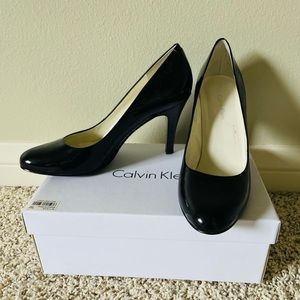 Calvin Klein Black Patent Leather Pumps, Size 7.5